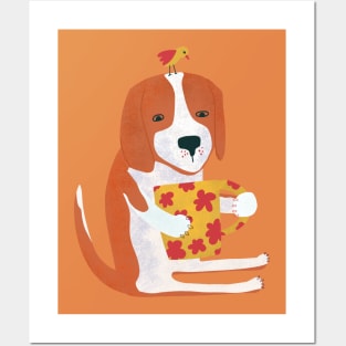 Beagle Drinking Coffee Posters and Art